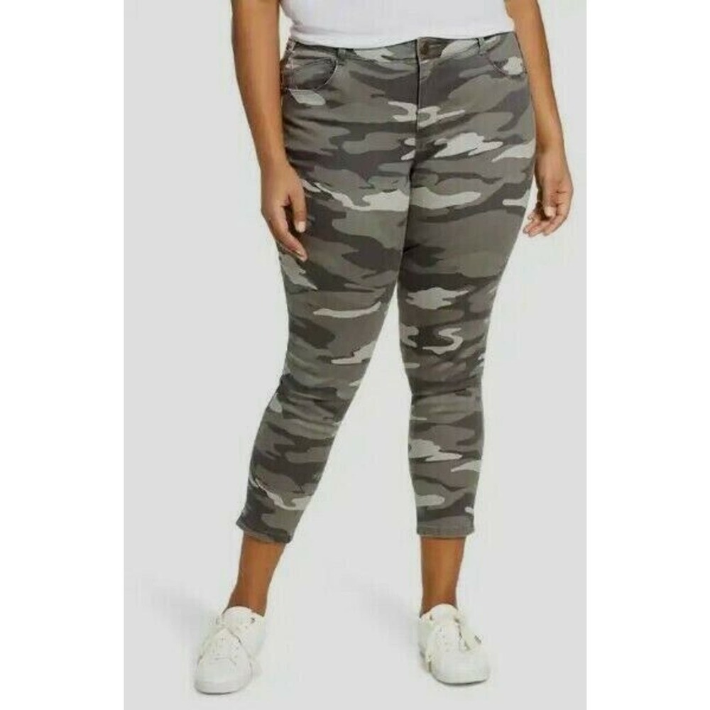 Wit & Wisdom Ab-solution Plus Size High Rise Ankle Skimmer Pants 24W Gray Camo